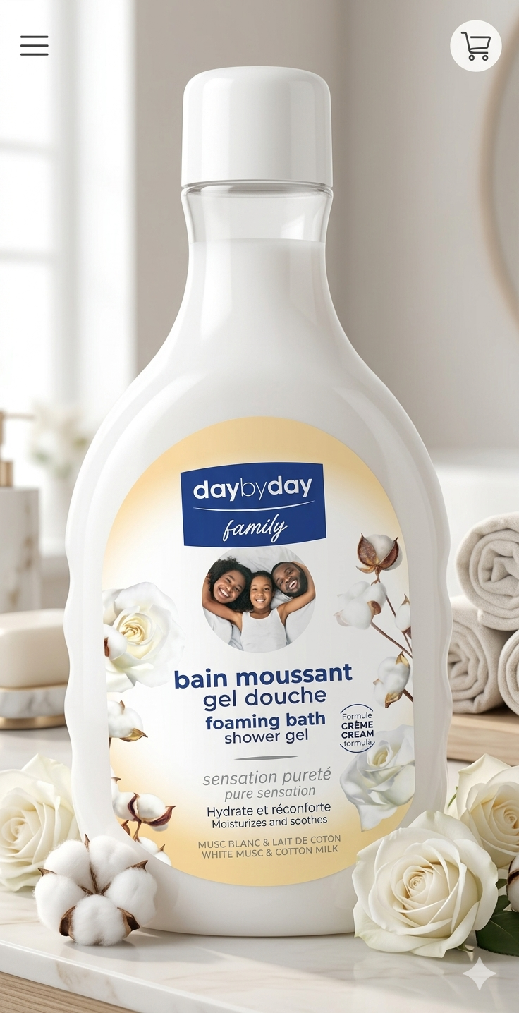 DayByDay Family – Bain Moussant & Gel Douche (Sensation Pureté) 2L