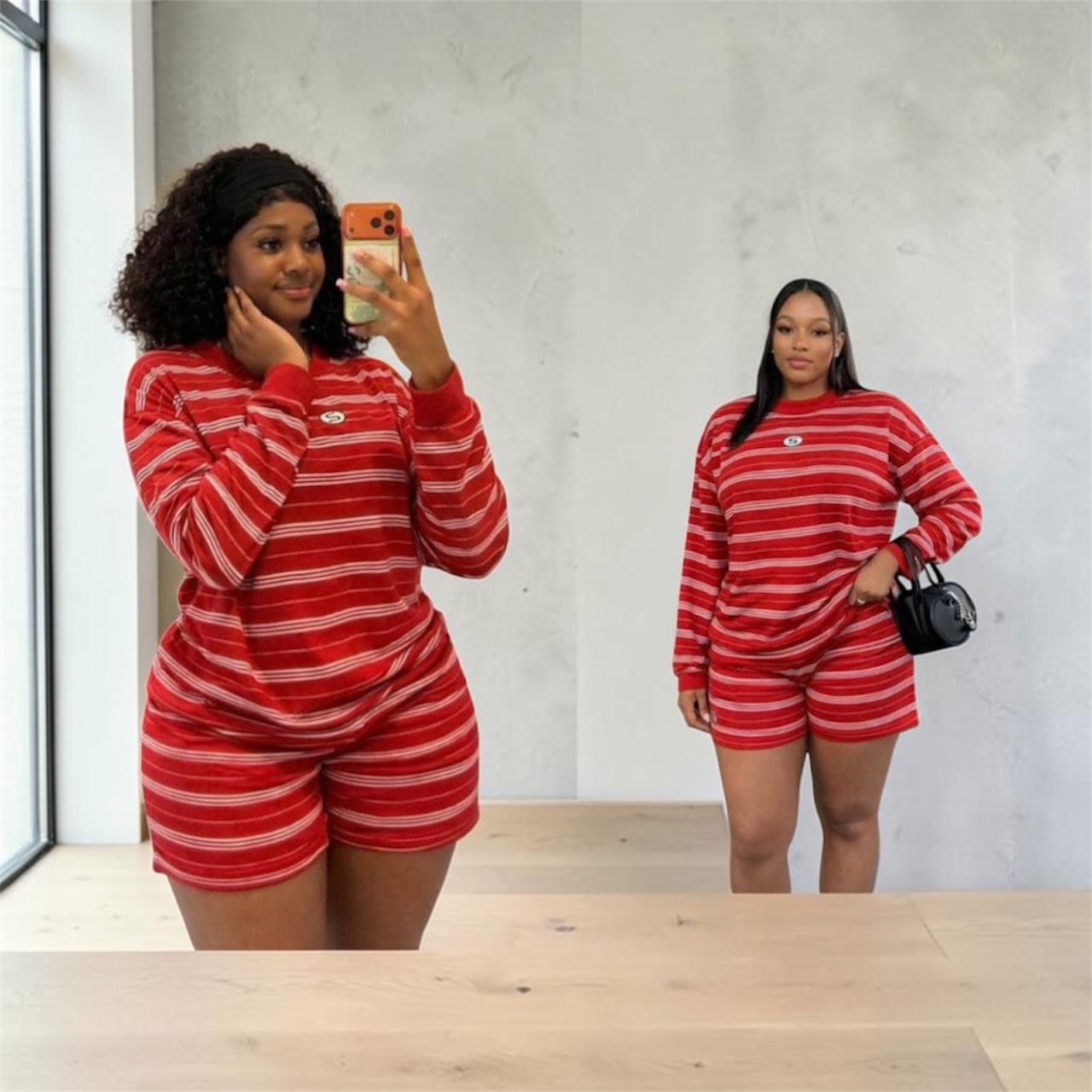Ensemble Rayé Rouge & Rose “Cozy Chic”